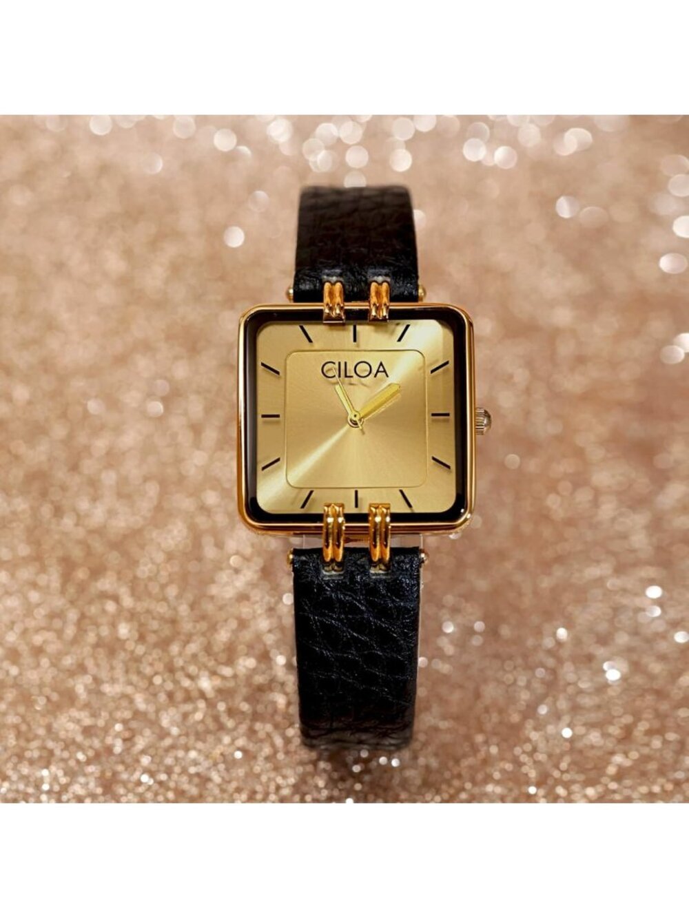 Women's Gold Leather Strap Classic Casual Fashion Square Dial Cute Wrist Watch - Picture 7 of 7